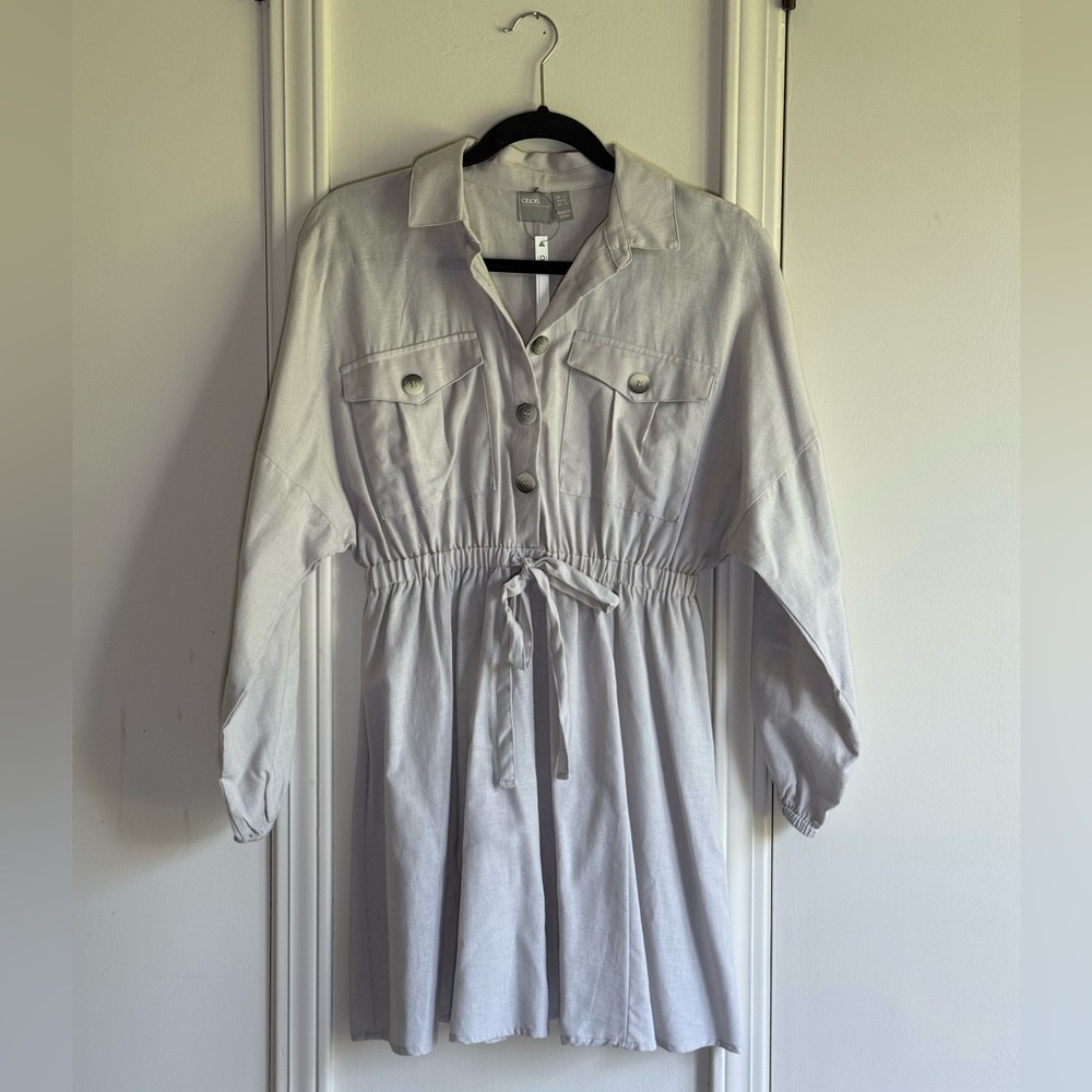 ASOS Light Gray Long Sleeve Dress